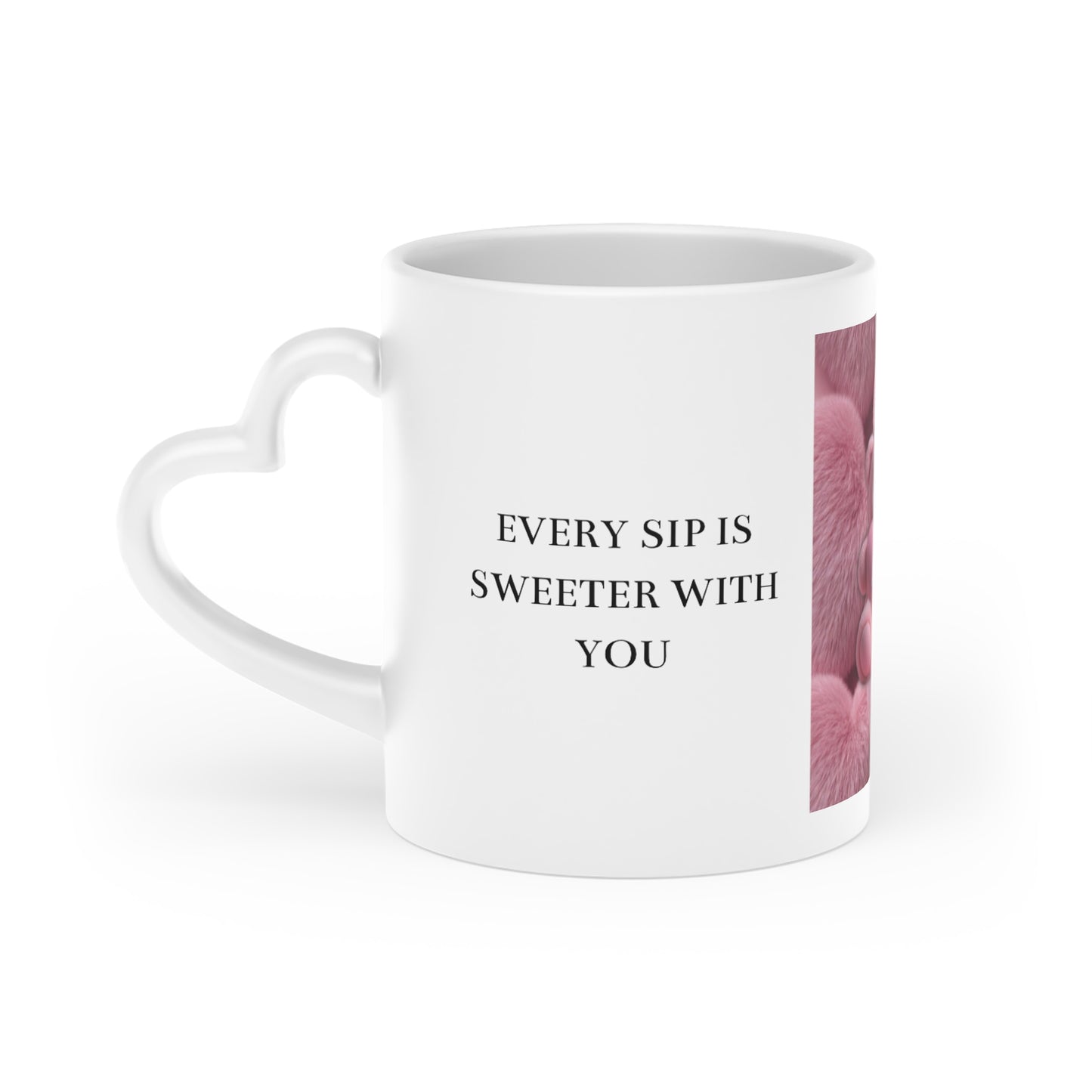 Pink Teddy Bear 'Love' Mug — Cute Valentine Heart Ceramic Mug