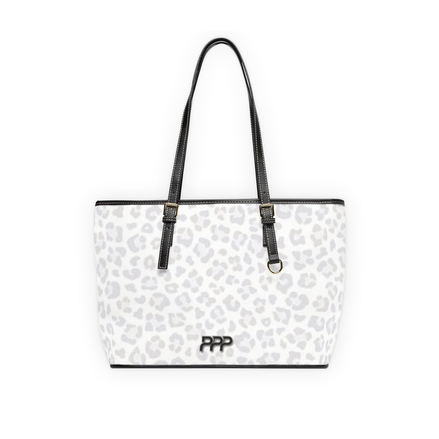 Monogram Script on Black Leopard PU Leather Shoulder Bag | Personalized Tote