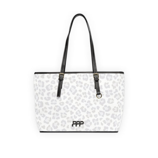 Monogram Script on Black Leopard PU Leather Shoulder Bag | Personalized Tote