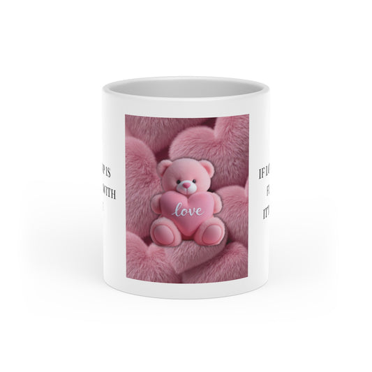 Pink Teddy Bear 'Love' Mug — Cute Valentine Heart Ceramic Mug