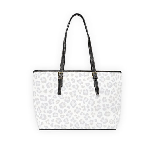 Monogram Script on Black Leopard PU Leather Shoulder Bag | Personalized Tote