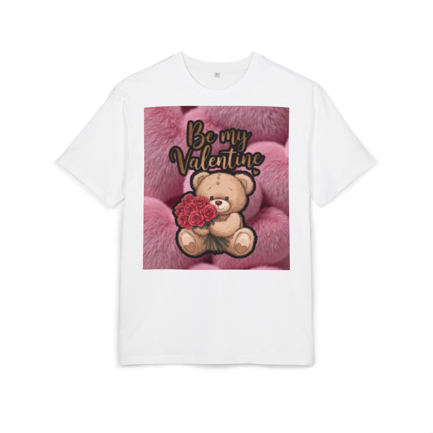 Be My Valentine Teddy Bear Tee | Pink Heart Back Print Valentine's Day