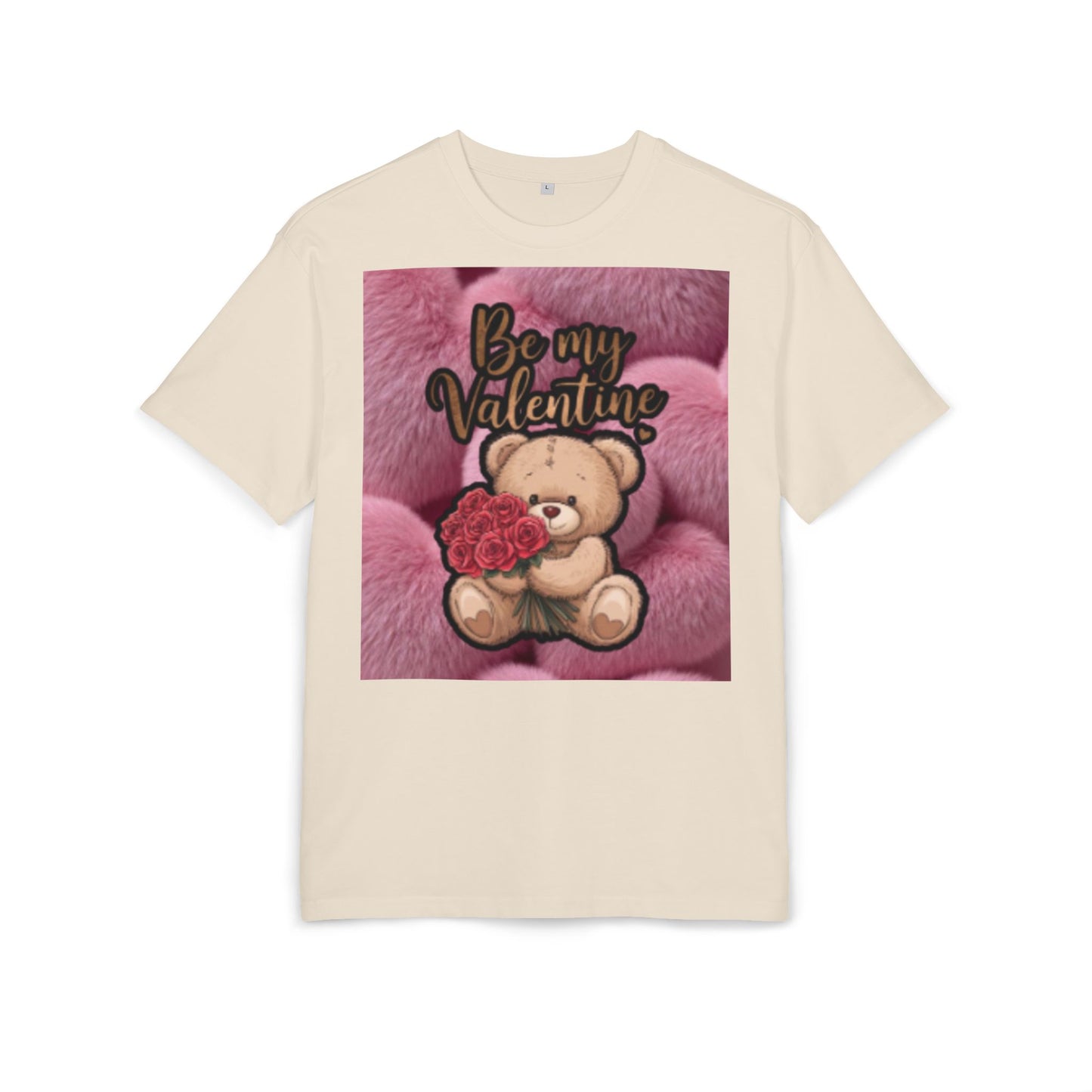 Be My Valentine Teddy Bear Tee | Pink Heart Back Print Valentine's Day